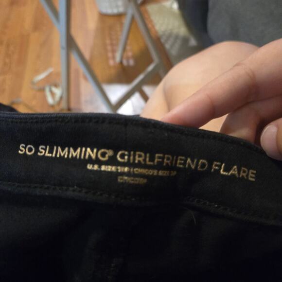 Chicos jeans womens size 16P black so slimming girlfriend flare jeans denim - Picture 4 of 9